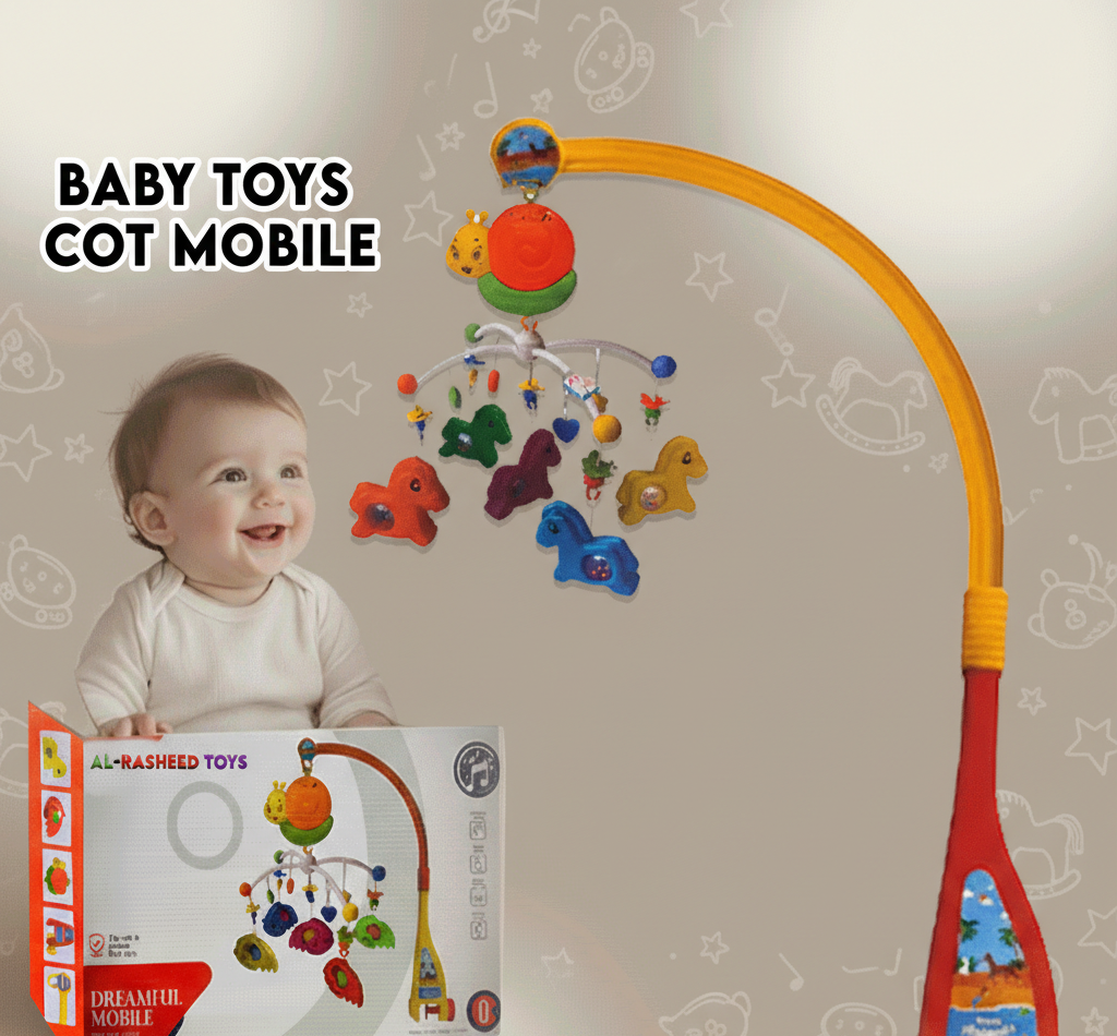 Musical Baby Cot Mobile with Hanging Toys - Soothing Crib Mobile for Infants