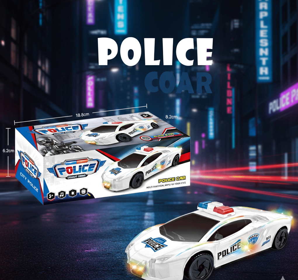 Police Car Toy – LED Light & Sound Police Vehicle for Kids (3+ Years)
