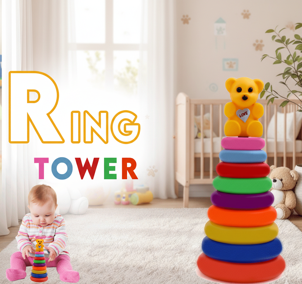 Classic Infant Ring Tower Toy - Montessori Sorting & Nesting Game
