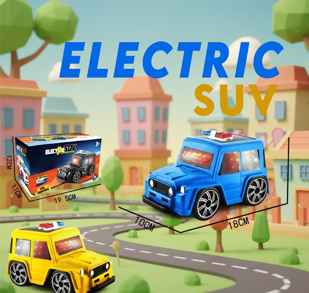 Electric SUV Toy Car for Kids – Rechargeable Light & Sound Vehicle | Fun Police Truck with Big Wheels | Durable Battery Car Gift