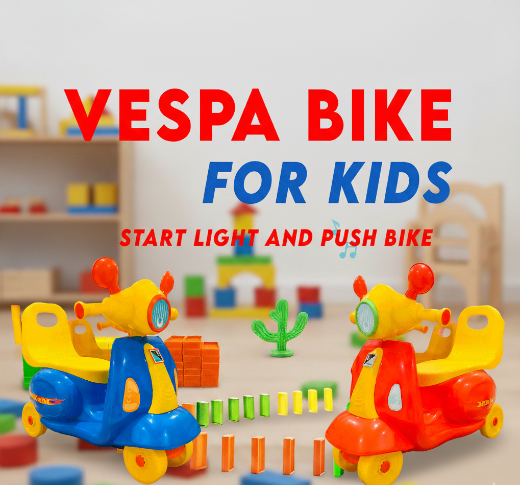 Vespa Style Push Bike for Kids | Ride-On Scooter with Start Light and Music