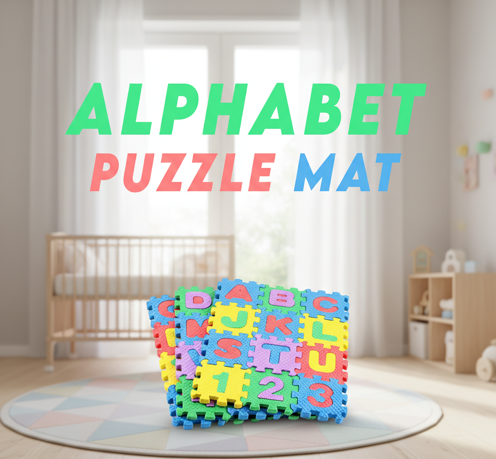 Alphabet Puzzle Mat for Kids - Interlocking Foam Play Mat with Letters & Numbers