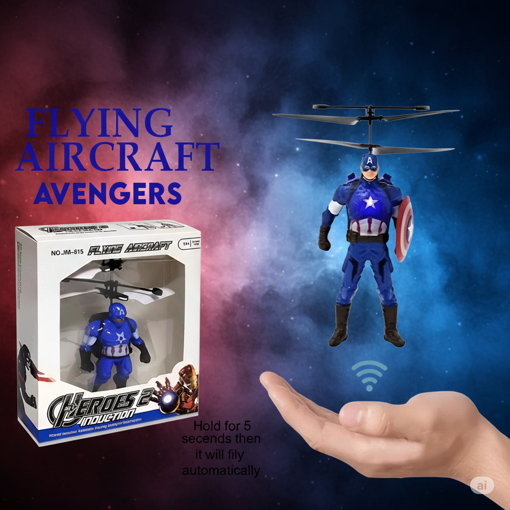 Avengers Flying RC Drone Toy: Captain America Induction Helicopter with LED Lights