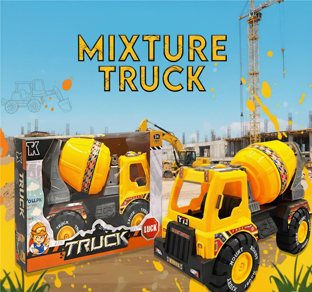 Large Plastic Construction Mixer Truck Toy - Realistic Dump & Spin Action
