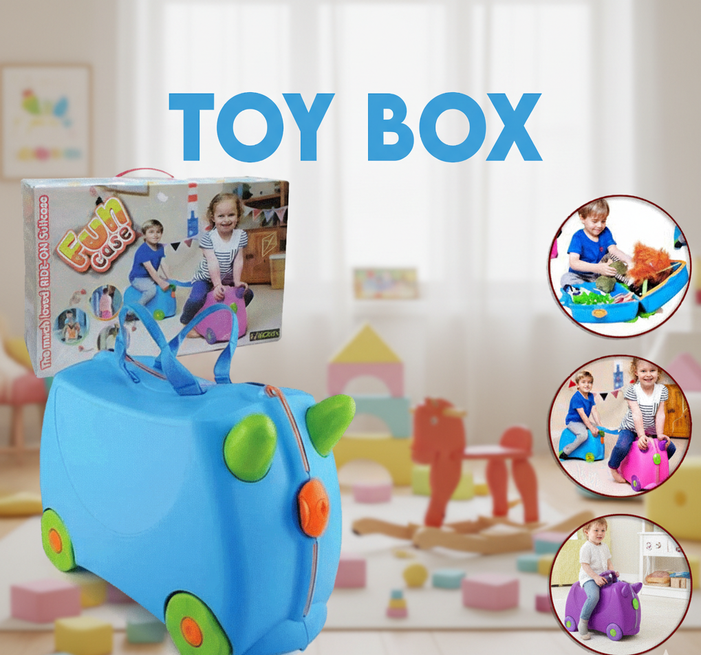 Children's Rolling Toy Storage Box - Durable Ride-On for Home and Trips