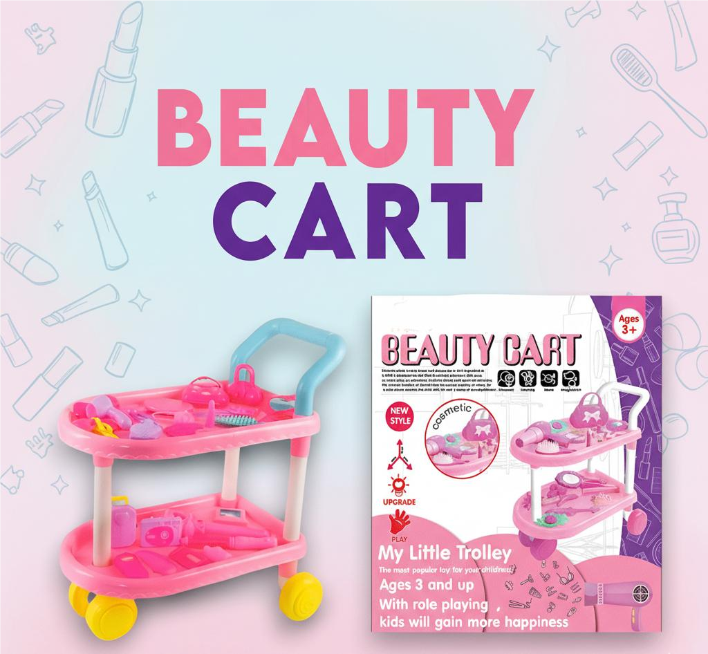 Kids' Beauty Cart Trolley Play Set - Role Playing Toy