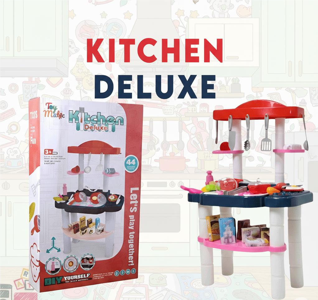 Deluxe Kids' Pretend Kitchen Play Set - 44 Pcs | Interactive Toddler Cooking Toy