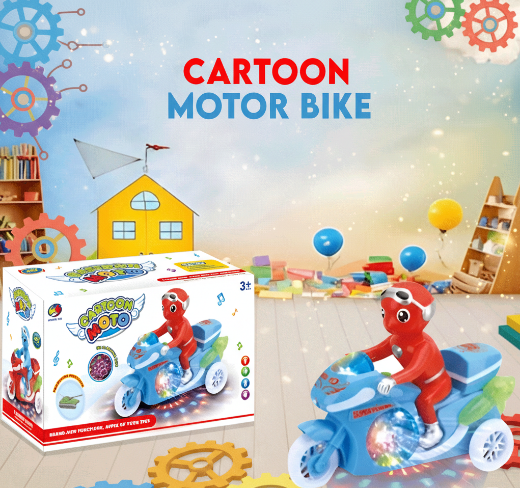 Kids' Cartoon Moto Toy with Rider Figure - Best Gift for Boys & Girls