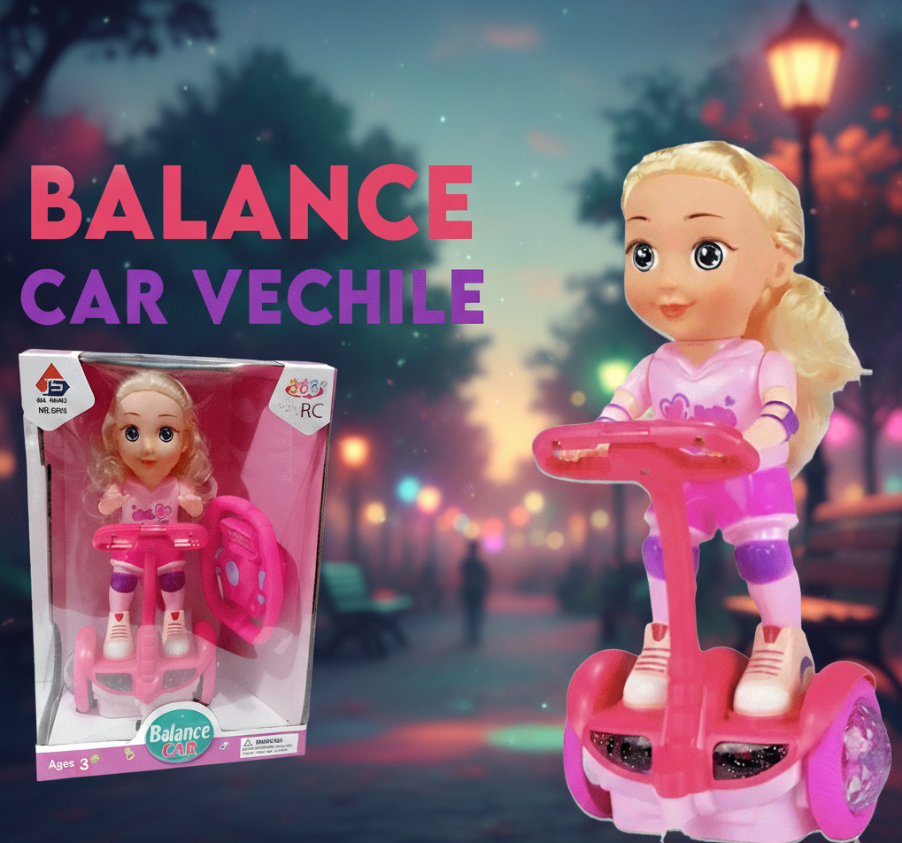 RC Balance Car Doll Toy for Girls - Remote Control Scooter with Lights (Ages 3+)