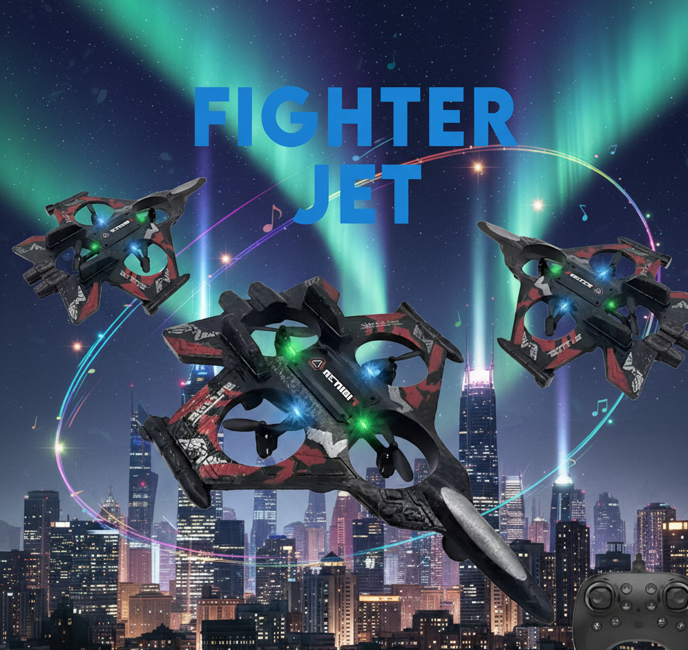 Remote Control Fighter Jet Drone – LED Light RC Flying Aircraft for Kids | High-Speed Stunt Flight Toy (Rechargeable)
