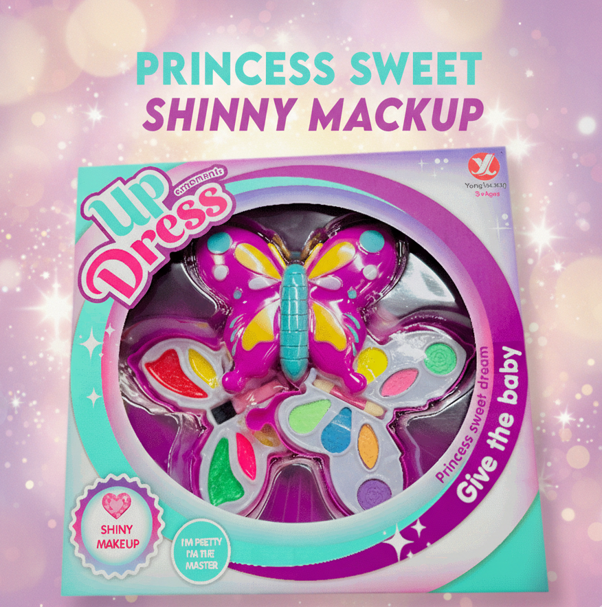 Princess Butterfly Sweet Shiny Makeup Kit for Girls Ages 3+ - Washable Pretend Play