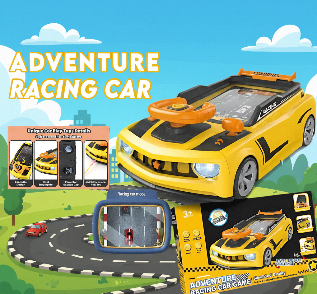 Adventure Racing Car Game – Kids Simulated Driving Toy With Steering Wheel, Lights & Interactive Track (3+ Years)