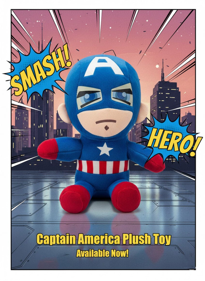 Captain America Chibi Plush Toy | Marvel Avengers Stuffed Superhero