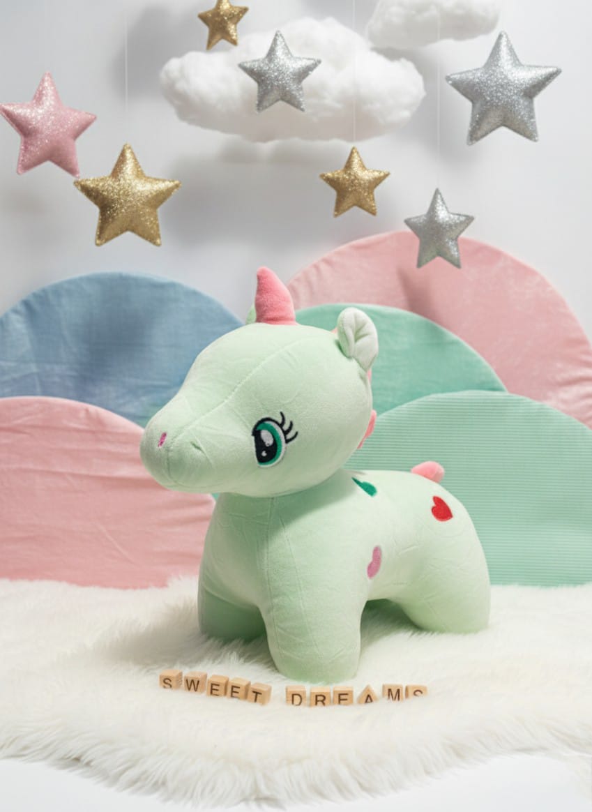 Mint Green Unicorn Plush Toy with Pink Horn | Sweet Dreams Stuffed Animal