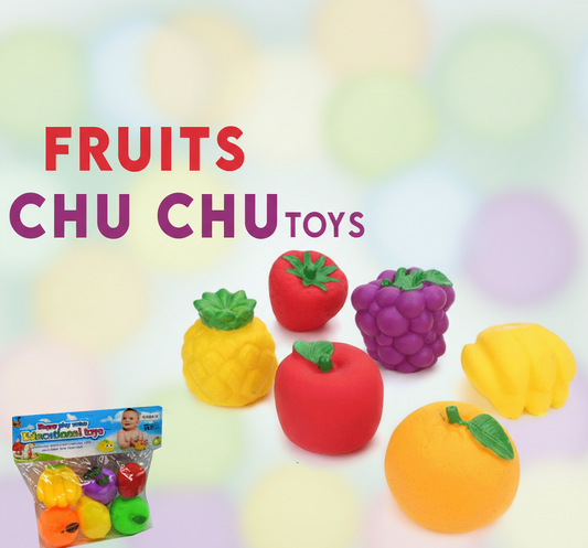 Fruits Chu Chu Bath Toys for Babies - Squeaky Sensory Floating Set