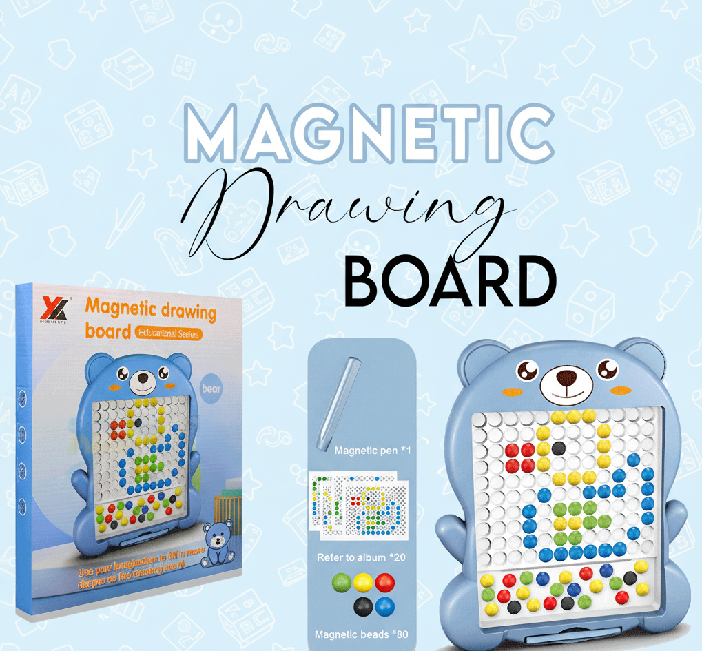 Bear Magnetic Drawing Board Toy | Educational Dot Art Tablet for Kids (80 Beads)