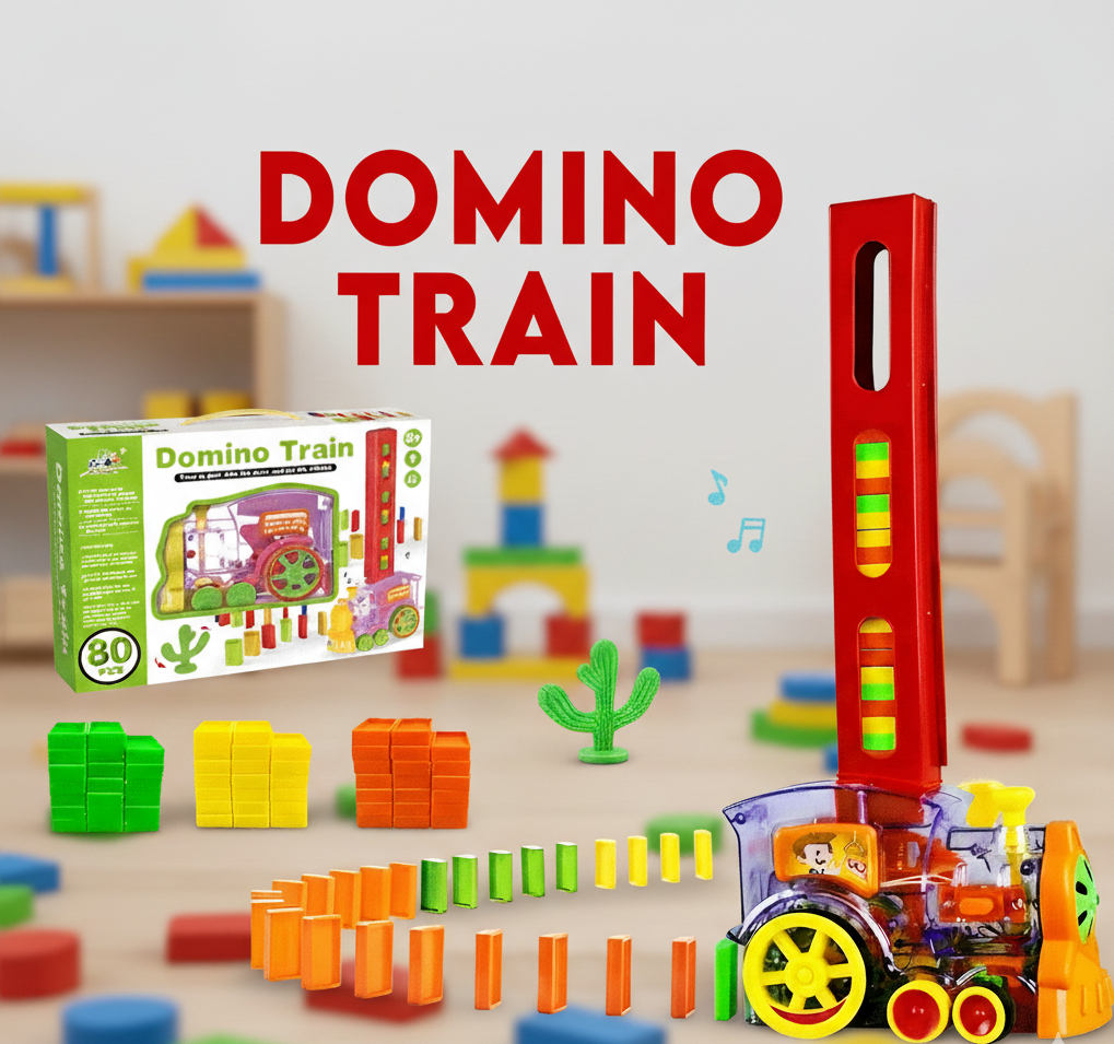 Automatic Domino Train Set for Kids | Building Blocks Chain Reaction Toy (80 Pcs)