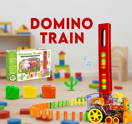 Automatic Domino Train Set for Kids | Building Blocks Chain Reaction Toy (80 Pcs)