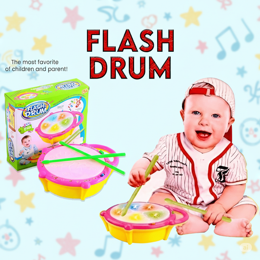 Flash Drum Musical Toy for Babies & Toddlers | Light-Up Kids Drum Set