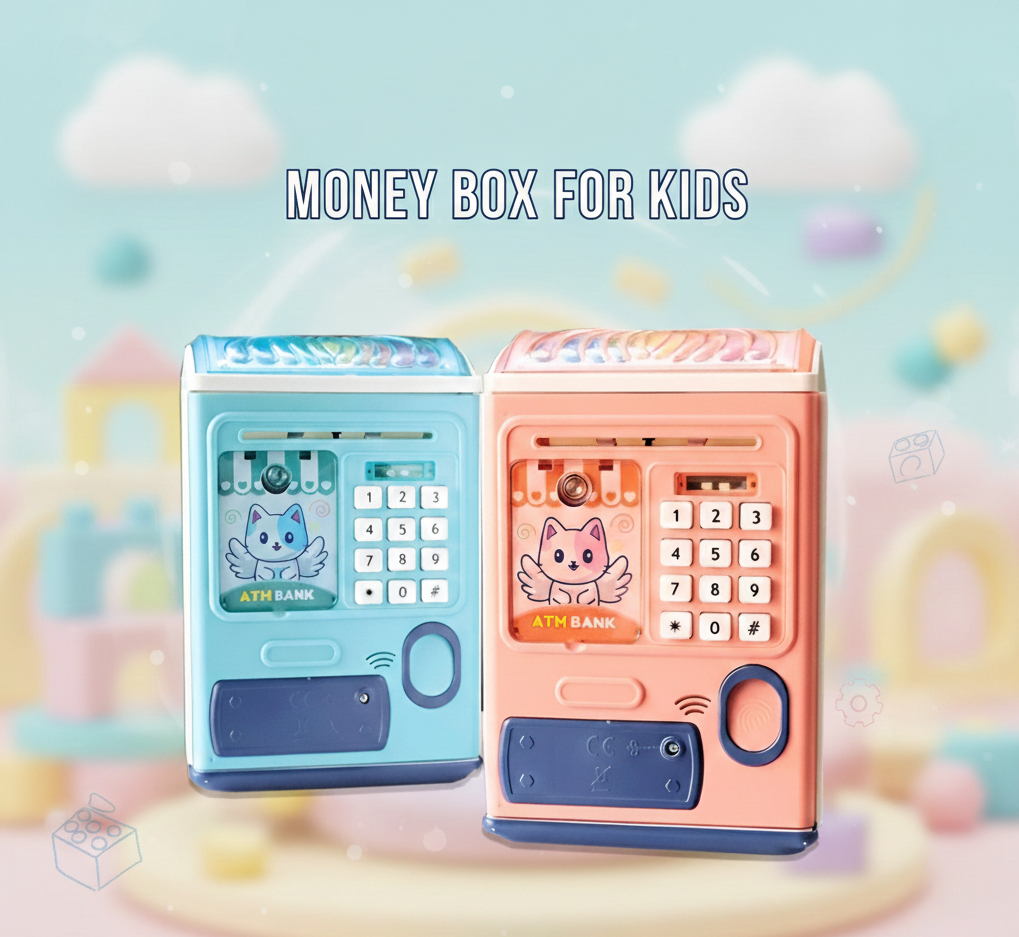 Kids ATM Money Box Bank - Electronic Piggy Bank with Password Lock for Cash & Coins
