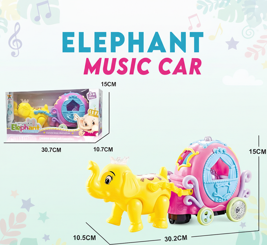 Electric Elephant Music Car & Carriage Toy | Bump-and-Go Animal Vehicle for Toddlers