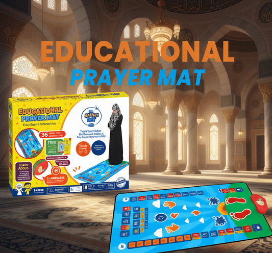 Interactive Educational Prayer Mat for Kids – Touch-Activated Learning Prayer Rug with 36 Teaching Areas & Multiple Languages