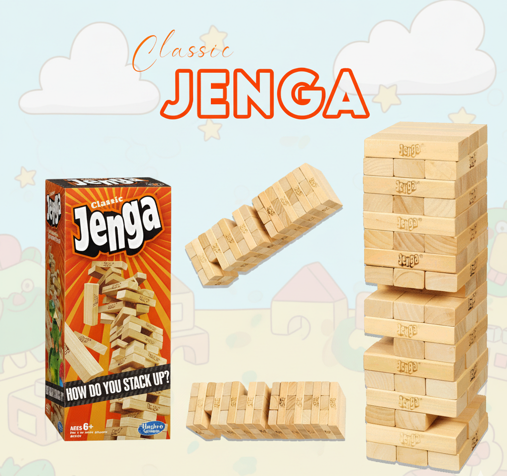 Classic Jenga Wooden Blocks Stacking Game | Family Fun Party & Board Game