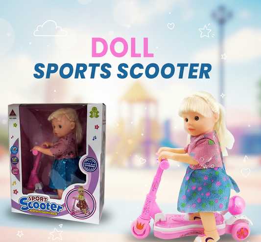 Doll with Sports Scooter Playset | Push & Play Doll Scooter Toy for Girls (Ages 3+)