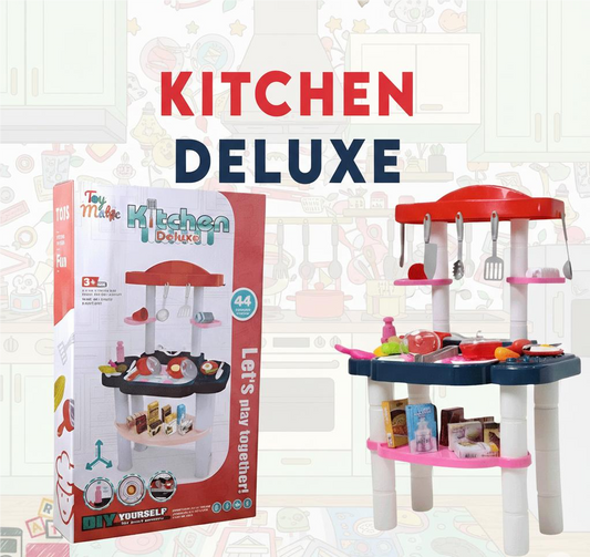 Deluxe Kids' Pretend Kitchen Play Set - 44 Pcs | Interactive Toddler Cooking Toy
