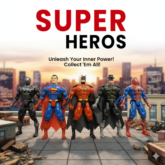Super Heroes Toy Set (Batman, Superman, Spidey-Inspired Figures)