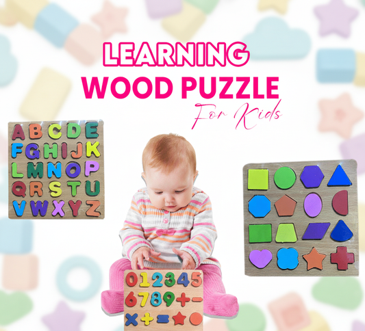 Wooden Learning Puzzles for Kids | Alphabet, Numbers & Shapes Montessori Toy