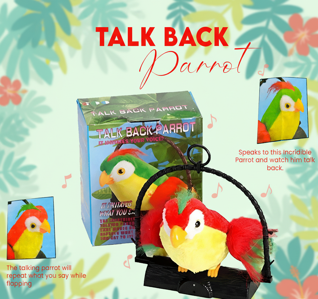 Interactive Talk Back Parrot Toy - Repeats Voice and Flaps Wings - Educational Gift for Kids