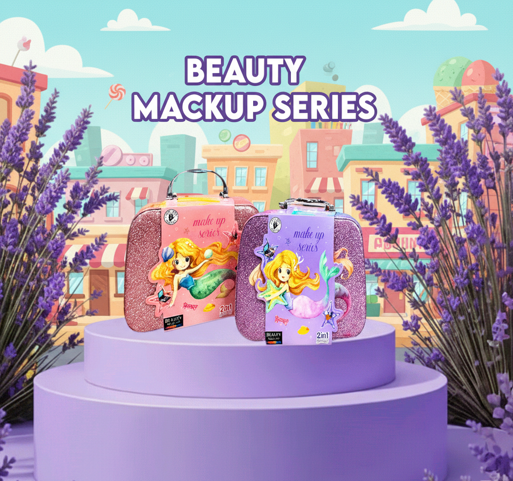 Mermaid Beauty Makeup Series Kit for Girls - Portable Suitcase Design Washable Cosmetics