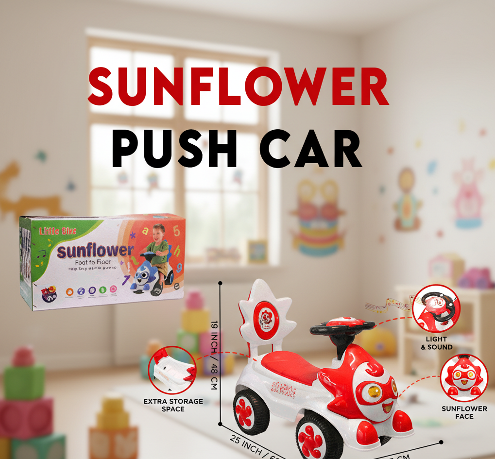 Sunflower Baby Push Car - Toddler Ride-On Toy with Light & Sound
