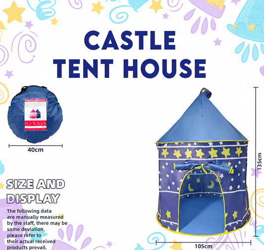Children's Indoor Play Tent with Carry Bag - Starry Night Blue Design