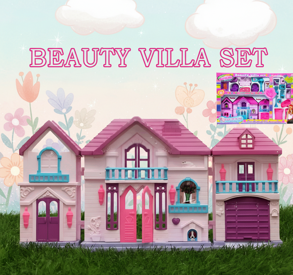Beauty Villa Dollhouse Playset for Girls - Expandable Dream House with Accessories