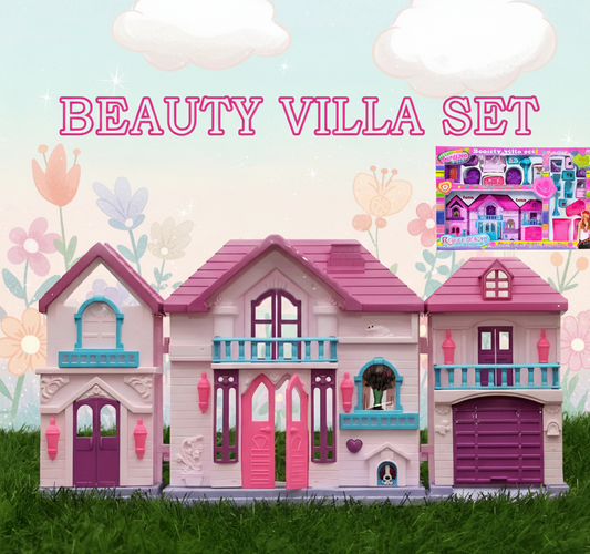 Beauty Villa Dollhouse Playset for Girls - Expandable Dream House with Accessories