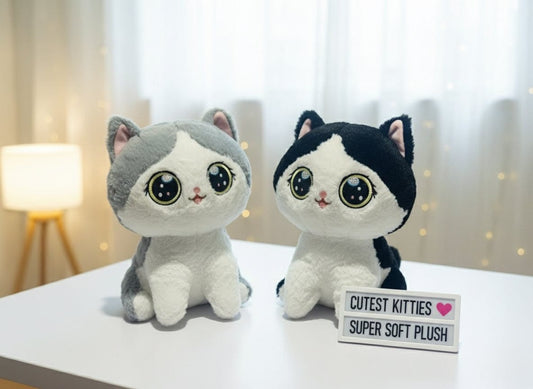 Ultra-Soft Large-Eyed Kitty Plush Collection | Cute & Cuddly Stuffed Cats