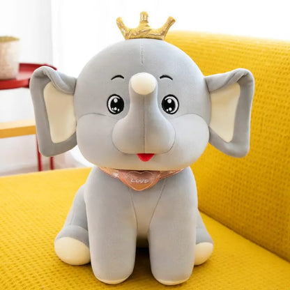 Cute Crowned Elephant Plush Toy | Royal Stuffed Animal with "LOVE" Charm | Adorable Gift for Kids